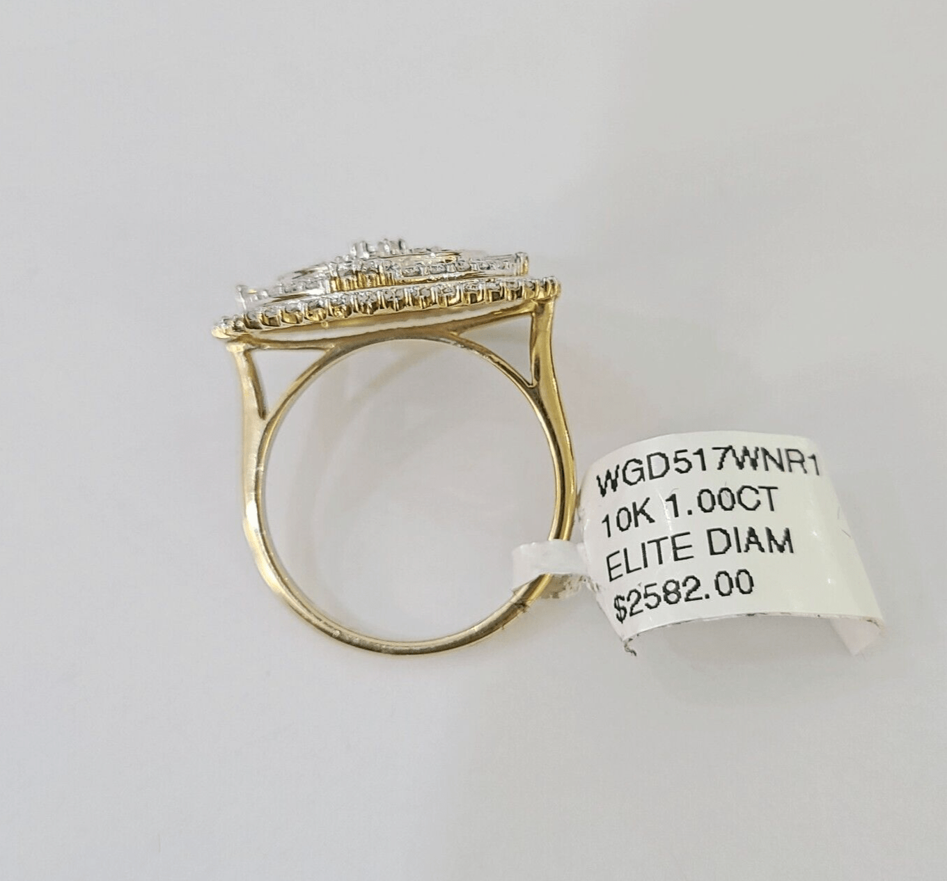 Real 10k Diamond Ladies Ring Circular Yellow Gold Women Casual Genuine - GoldenlinQ
